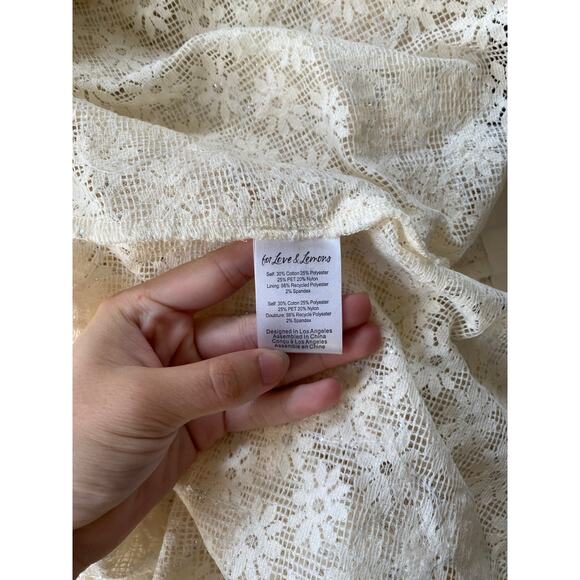 FOR LOVE & LEMONS NWT Snowflake Cream Daisy Mesh Sequin Maxi Dress Size Large - Picture 10 of 10